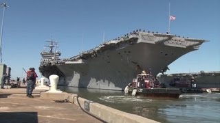 Aircraft Carrier USS Enterprise Departs Naval Station Norfolk [upl. by Nazler]