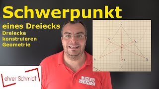 Schwerpunkt eines Dreiecks konstruieren Seitenhalbierende  Geometrie  Mathematik  Lehrerschmidt [upl. by Ricker]