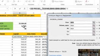 EXCEL FİNANSAL FONKSİYONLAR  DEVRESELÖDEME  PMT [upl. by Oniuqa170]