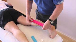 How to treat a Calf strain GastrocnemiusSoleus using Kinesiology Tape [upl. by Shanleigh903]