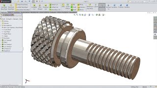 Solidworks tutorial How to make Knurling Screw [upl. by Haelhsa]