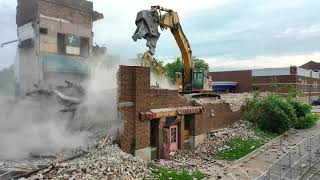 Drone footage of the original Lapeer high school being demolished [upl. by Naul]