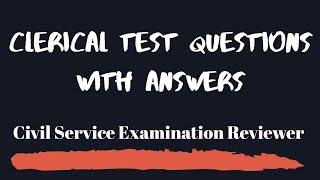 Clerical Test Questions  Civil Service Reviewer 2022 [upl. by Robison]