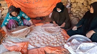 Nomadic life in Iran baking bread by nomads women [upl. by Truscott]