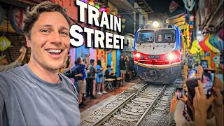 Trying the famous TRAIN STREET in Vietnam [upl. by Treacy]