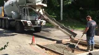 Cement Mixer Truck Pouring Concrete Pad [upl. by Vitale]