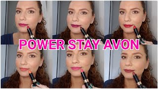 Novo Batom Power Stay Avon  Todas as cores  comparações 💄 [upl. by Romalda]