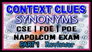 PART 1  SYNONYMS▪︎ CONTEXT CLUES  CIVIL SERVICE  FIRE amp PENOLOGY OFFICER EXAM  NAPOLCOM EXAM [upl. by Namar455]