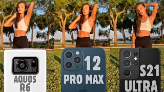 Sharp Aquos R6 vs iPhone 12 Pro Max vs Samsung Galaxy S21 Ultra Camera Test [upl. by Dranek843]