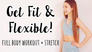 Workout and Stretch with me at home full body  no equipment [upl. by Yeldud40]