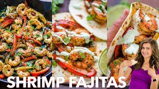 Easy Shrimp Fajitas Recipe  One  Pan  30  Minute Dinner [upl. by Lenra]