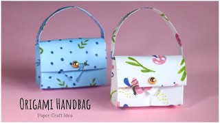 How To Make Paper Handbag Origami Paper Bag Tutorial Step by Step EASY [upl. by Valer]