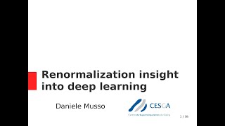 Renormalization insight into deep learning Daniele Musso [upl. by Gollin]