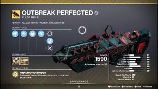 Outbreak Perfected Exotic Weapon amp Catalyst – Destiny 2 [upl. by Drofxer140]