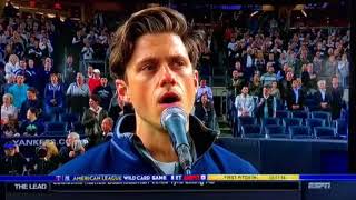 EMOTIONAL US National Anthem  NY Yankees v Minn Twins 10317 [upl. by Ahsikyt]