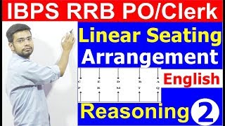 IBPS RRB POCLERK Linear Seating Arrangement Reasoning Tricks In English Sbi   Bank PO [upl. by Lind460]