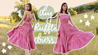 DIY Tiered Ruffle Dress  Step by Step Sundress Tutorial [upl. by Annaesor305]