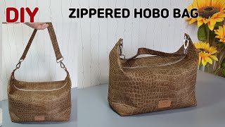 DIY ZIPPERED HOBO BAG SHOULDER BAG Travel Bag sewing tutorial Tendersmile Handmade [upl. by Donelson]