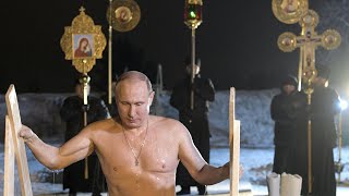 Russian president Vladimir Putin braves subzero lake to mark Orthodox Epiphany [upl. by Ymeon]