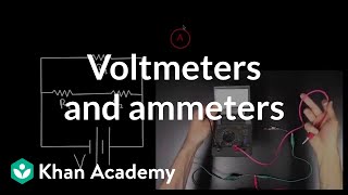 Voltmeters and Ammeters  Circuits  Physics  Khan Academy [upl. by Ahsirek]