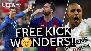 RONALDO MESSI ROBERTO CARLOS UCL FREE KICK STUNNERS [upl. by Phemia]