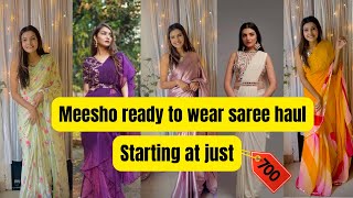 Ready to wear saree from meesho  1 min Draped saree  Tryon  honest review [upl. by Elicec]