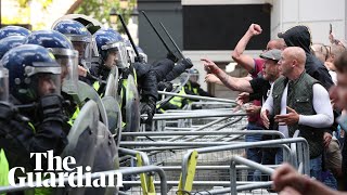 Rightwing protesters clash with police in London [upl. by Terrag]