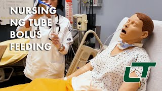 Nursing NG Tube Bolus Feeding Demonstration [upl. by Letsou]