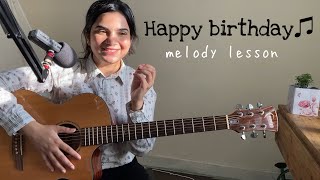 How to Play Happy Birthday Melody on Guitar  Easy Guitar Lesson for Beginners hindi [upl. by Gerc12]