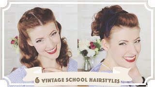 6 Easy Vintage 1950s Back To School Hairstyles CC [upl. by Eelarac596]